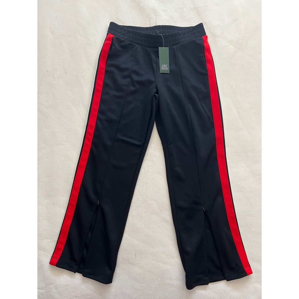 Wild Fable Black Track Pants Red White Side Stripe Zip Hem Athletic Joggers NWT - Picture 1 of 13